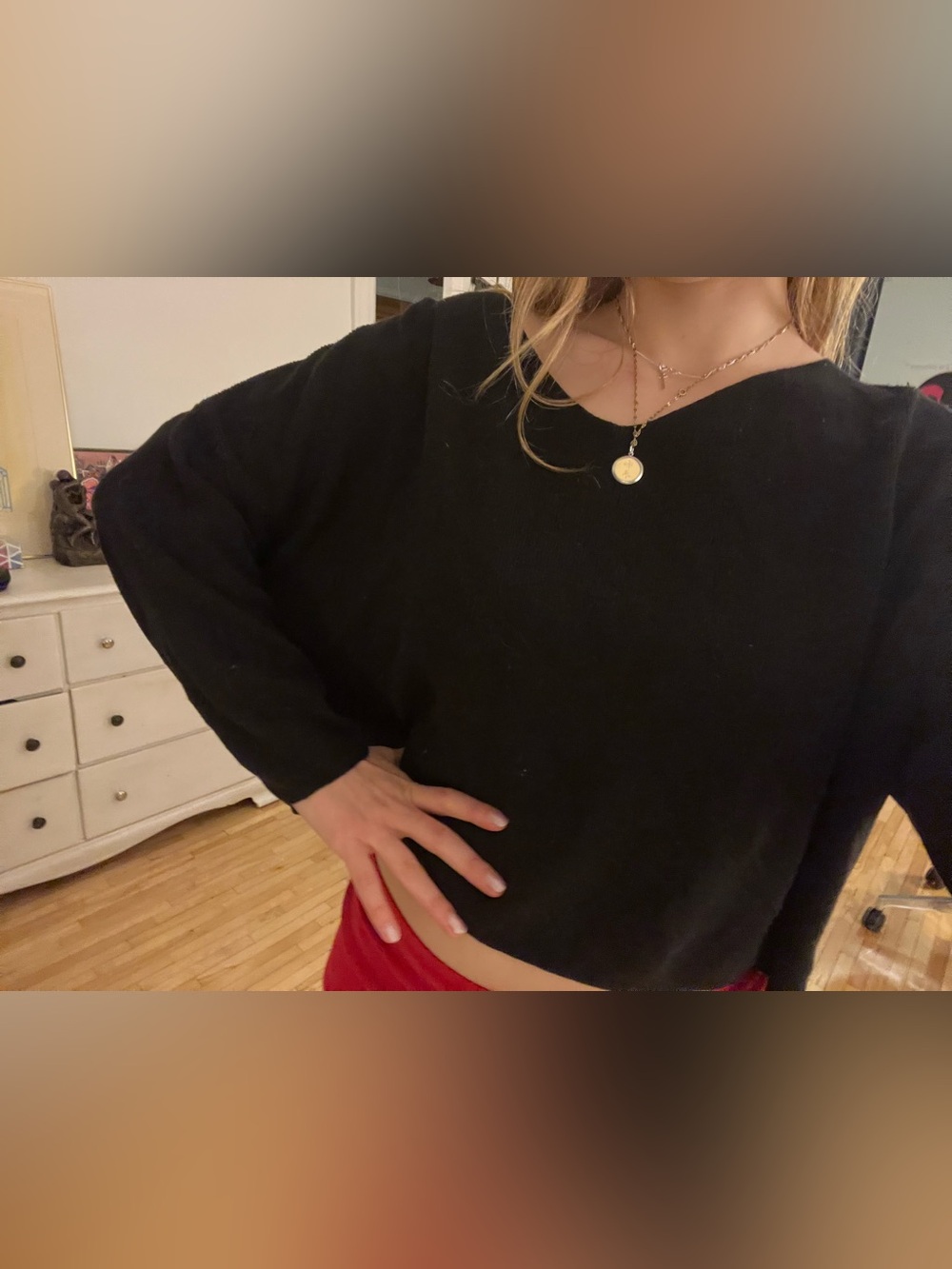 Nais Black Off Shoulder Light Knit